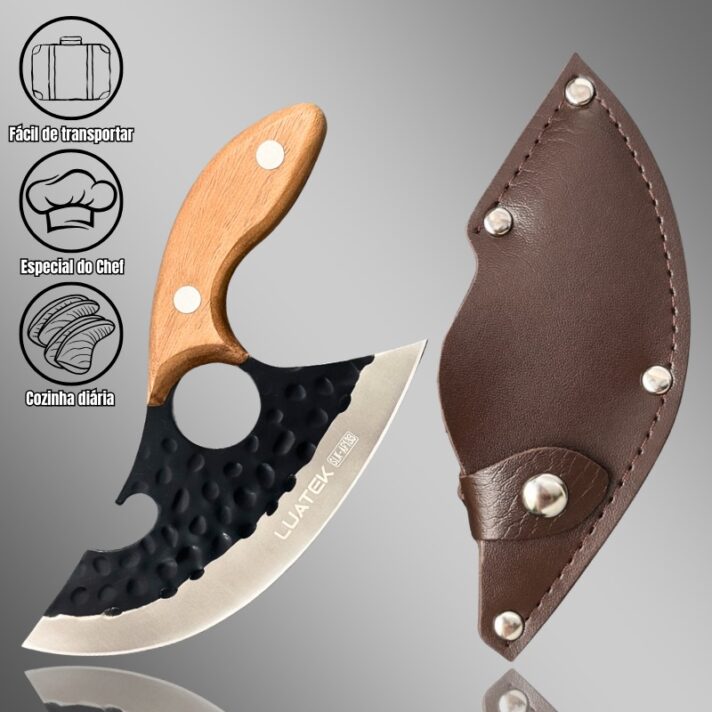 Cutelo portátil 3 em 1 – corta carne, vegetais e frutas, com saca-rolhas integrado. Perfeito para churrasco e aventuras AF133