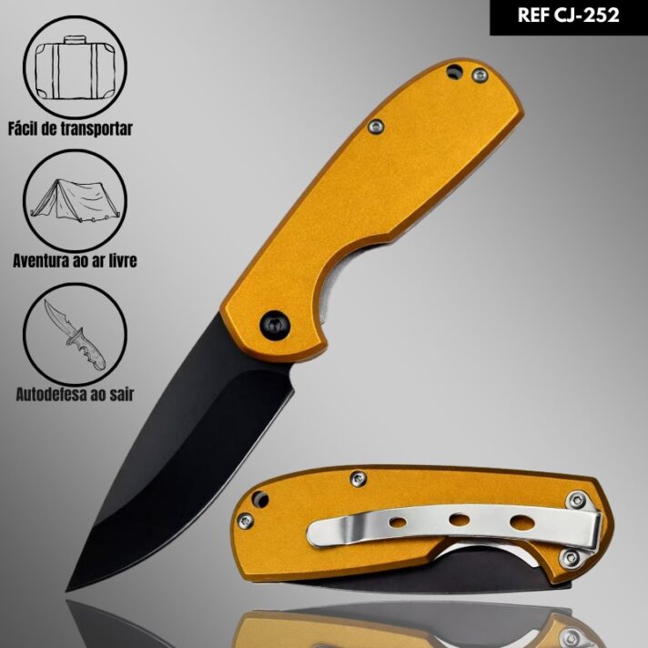 Mini Canivete Manual 15,5cm em Aço inox e Liga de Alumínio com Clip de Bolso CJ-252-D