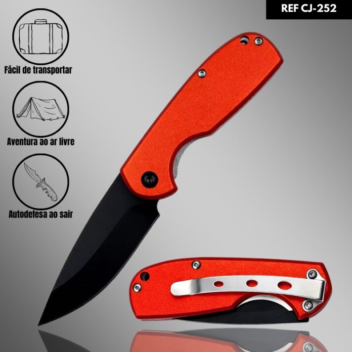 Mini Canivete Manual 15,5cm em Aço inox e Liga de Alumínio com Clip de Bolso CJ-252-VM