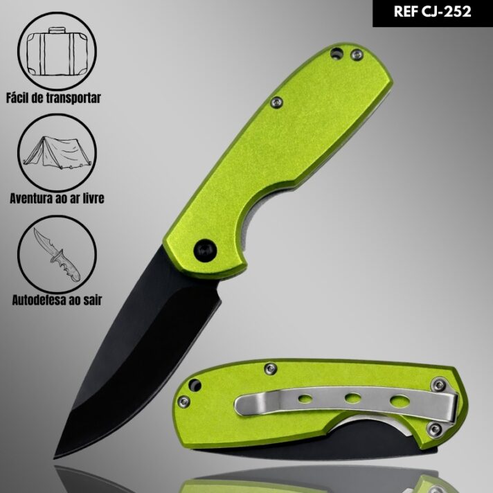 Mini Canivete Manual 15,5cm em Aço inox e Liga de Alumínio com Clip de Bolso CJ-252-V