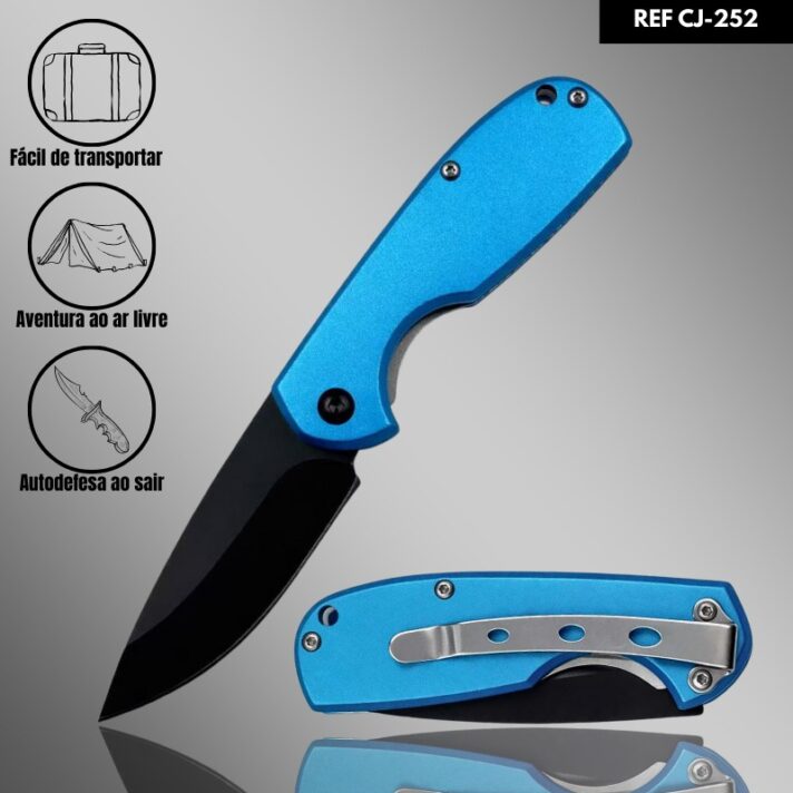 Mini Canivete Manual 15,5cm em Aço inox e Liga de Alumínio com Clip de Bolso CJ-252-A