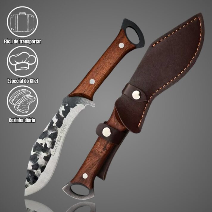 Faca Cutelo Fulltang Aço Manganês,chef, Japonês,+bainha Couro AF86