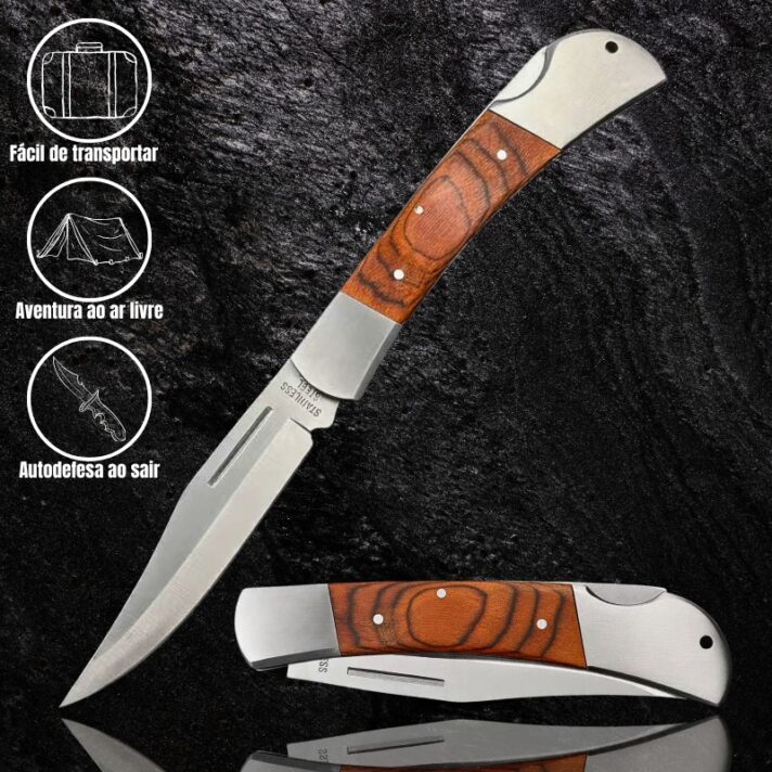 Canivete Stainless Steel Inox Cabo Madeira 088