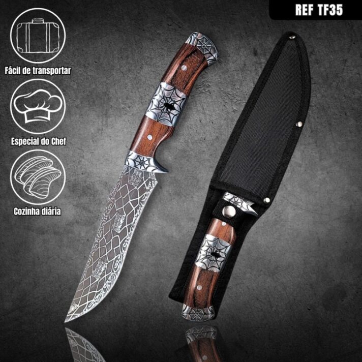 Faca Caça e Pesca Aço Inoxidável 32cm Desing Aranha + Bainha reforçada TF35