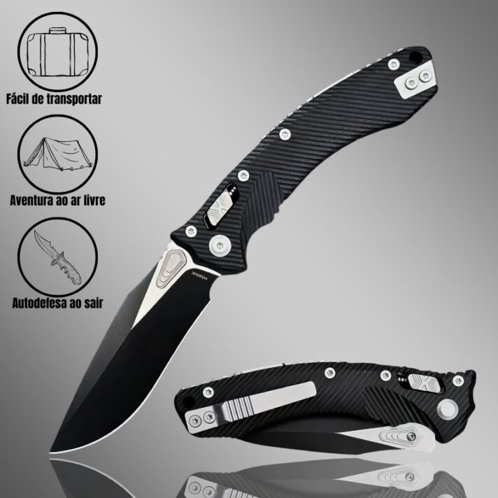 Canivete Microtech Amphibian 16cm Aço M390 e Cabo G10, Clip e Trava Duralock - M390MK-ALL BLACK