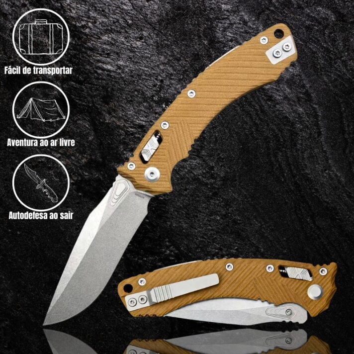 Canivete Microtech Amphibian 16cm Aço M390MK e Cabo G10, Clip e Trava Duralock - M390MK-M