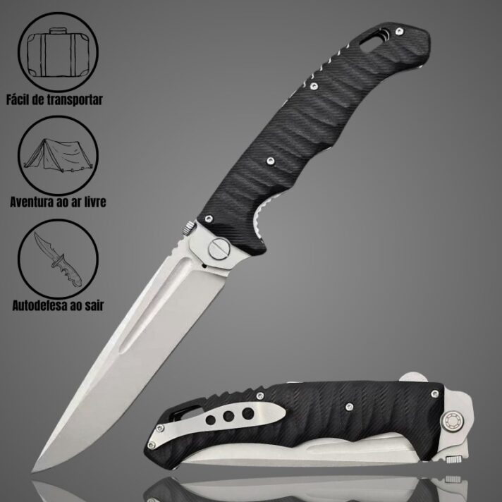 Canivete Semiautomático Aço Especial D2 e Cabo G10 com Clip e Trava de Segurança TC-G10-A-P