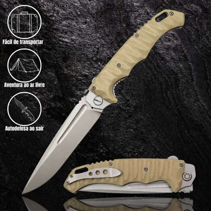 Canivete Semiautomático Aço Especial D2 e Cabo G10 com Clip e Trava de Segurança TC-G10-A-M