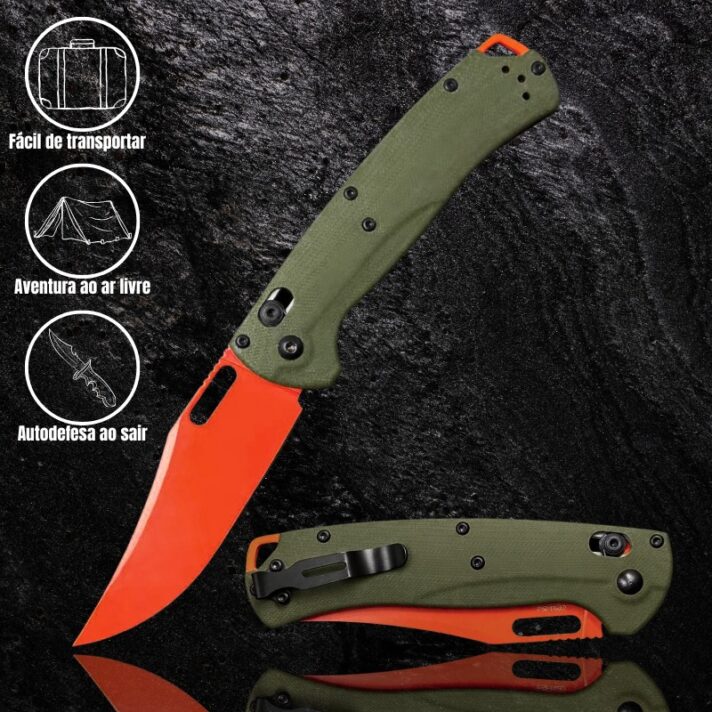 Canivete Aço Especial D2 cor Laranja e Verde Cabo G10 c/ Clip e Trava Duralock BM15535 G10 VERDE