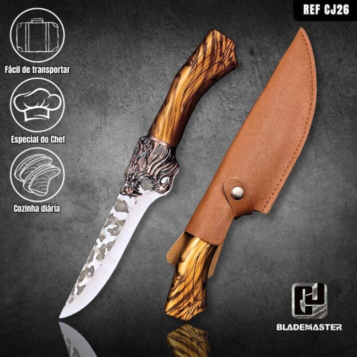 Faca Cutelo Artesanal Do Chefe Leao Cabo Abs CJ-26