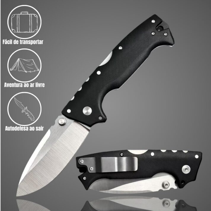 Canivete 22cm Aço Especial D2 e Cabo G10 c/ Clip e Trava de Segurança COLD-C