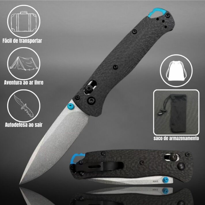 Canivete Aço Especial CPM S90V e Cabo Feito em Fibra de Carbono com Clip e Trava Duralock BM535 CARBONO