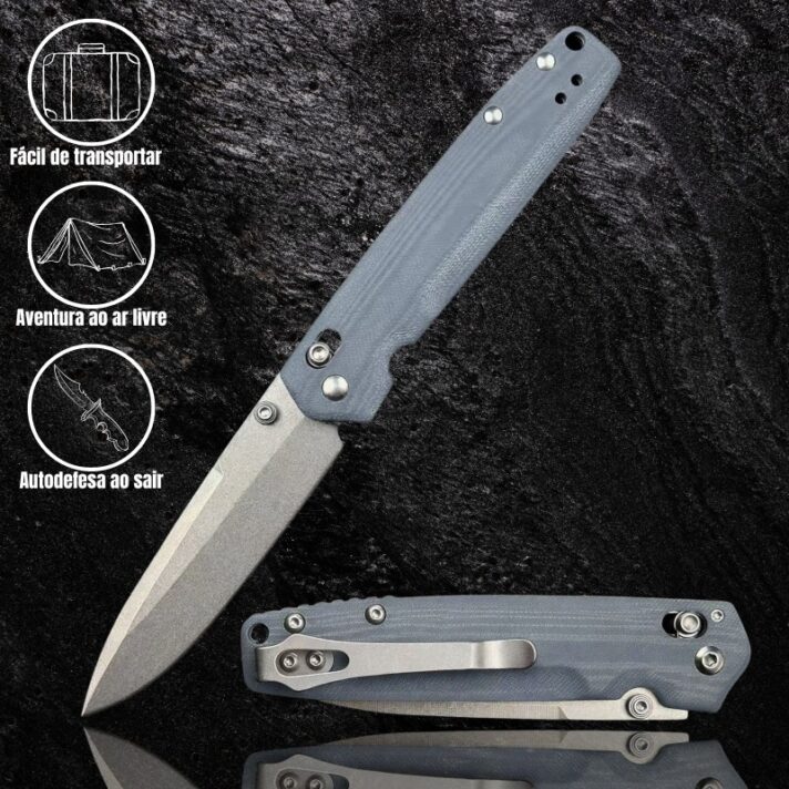 Canivete Aço Especial M390 e Cabo Feito em G10 com Clip de Bolso e Trava Duralock BM485 G10