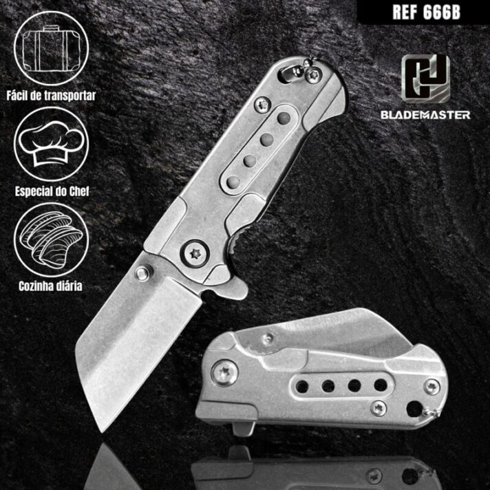 Mini Canivete 10cm Semiautomático em Aço Inoxidável 666B