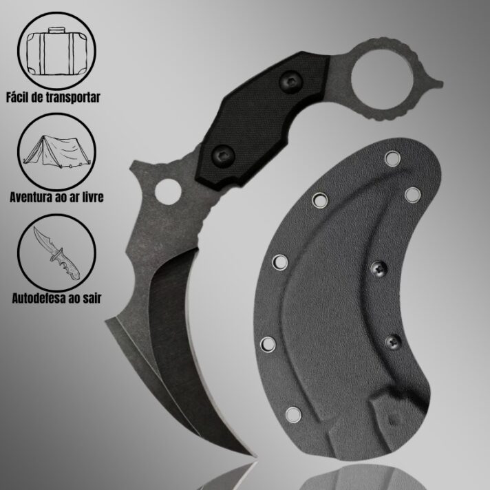 Karambit Tática em Aço Especial D2 e Cago em G10 + Bainha Kydex SLK-YX96