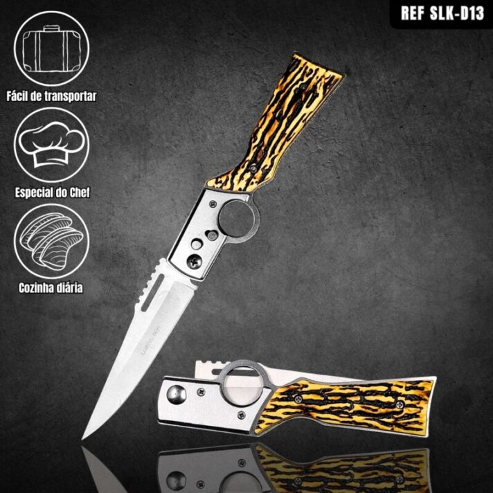 Canivete Automático 25cm com Trava de Segurança e Cabo Com Design de Osso SLK-D13