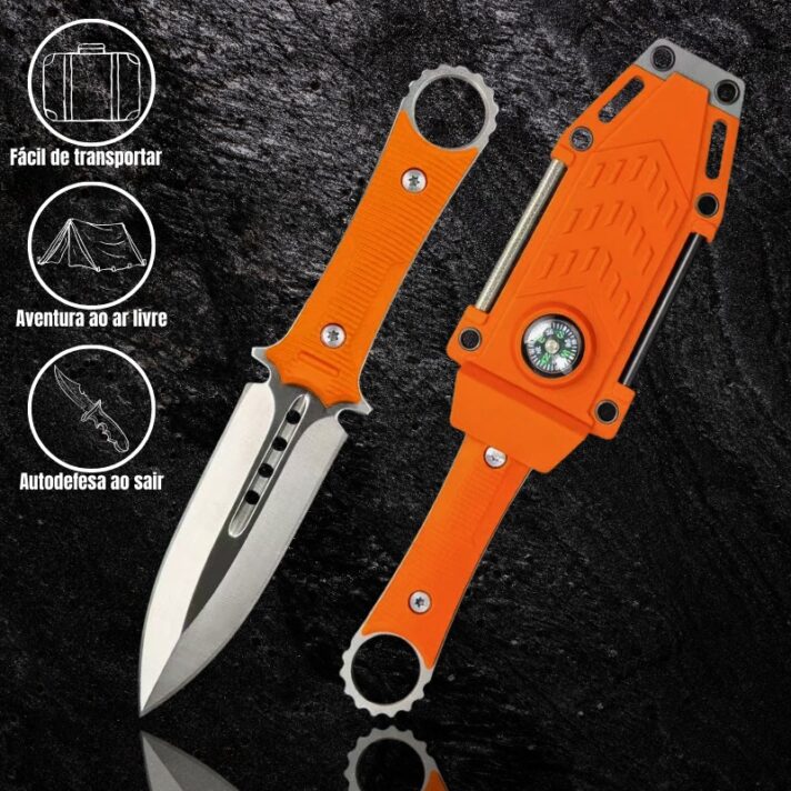 Faca Tática FullTang 19,5cm em Aço M390 e Cabo de G10 com Anel no Pomo + Bainha Multiuso Kydex SLK-YX24-L