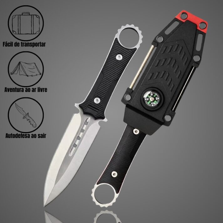 Faca Tática FullTang 19,5cm em Aço M390 e Cabo de G10 com Anel no Pomo + Bainha Multiuso Kydex SLK-YX24-P