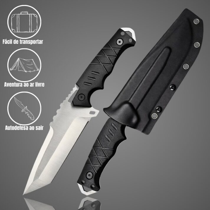 Faca Tática 28,5cm em Aço Especial Fulltang DC53 e Cabo de Fibra de Nylon + Bainha Kydex SLK-YX20