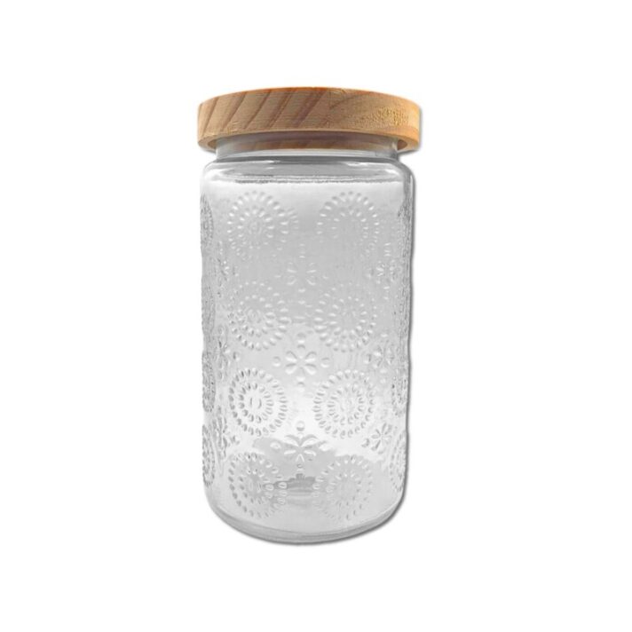 Pote de Vidro com Tampa de Madeira 900ml (unidade) 6411