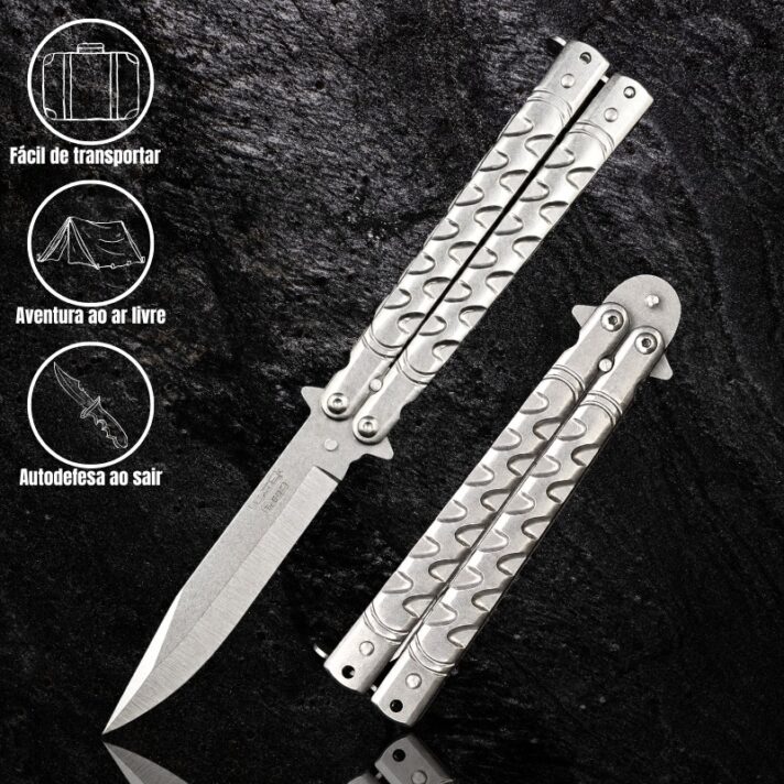 Canivete Tático Butterfly CS:GO 22cm Em Aço Inox, Personalizado Listrado SLK-D167-3