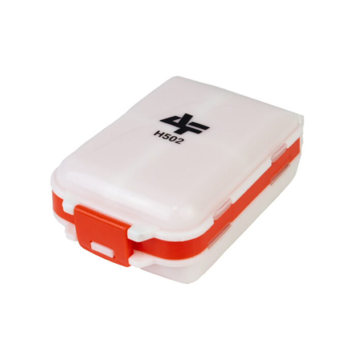 Caixa Plástica Branco e Vermelho 10×13,5×3,5cm Múltiplos Compartimento p/ Acessórios de Pesca H502