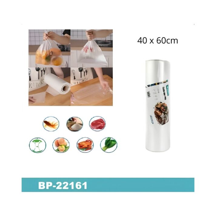 Saco em Rolo 40x60cm 200 Saquinhos Corte Perfurado Boca Lisa Ideal p/ Armazenamento e Conservação de Alimentos BP-22161